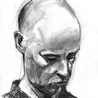 Drawing of bald man