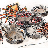 Drawing of Seafood