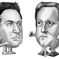 Drawing of Ed Milliband and David Cameron