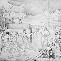 Drawing of Poussin's The Golden Calf