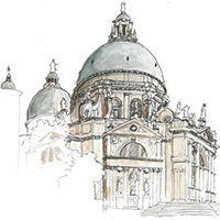 Drawing of Santa Maria della Salute, Venice